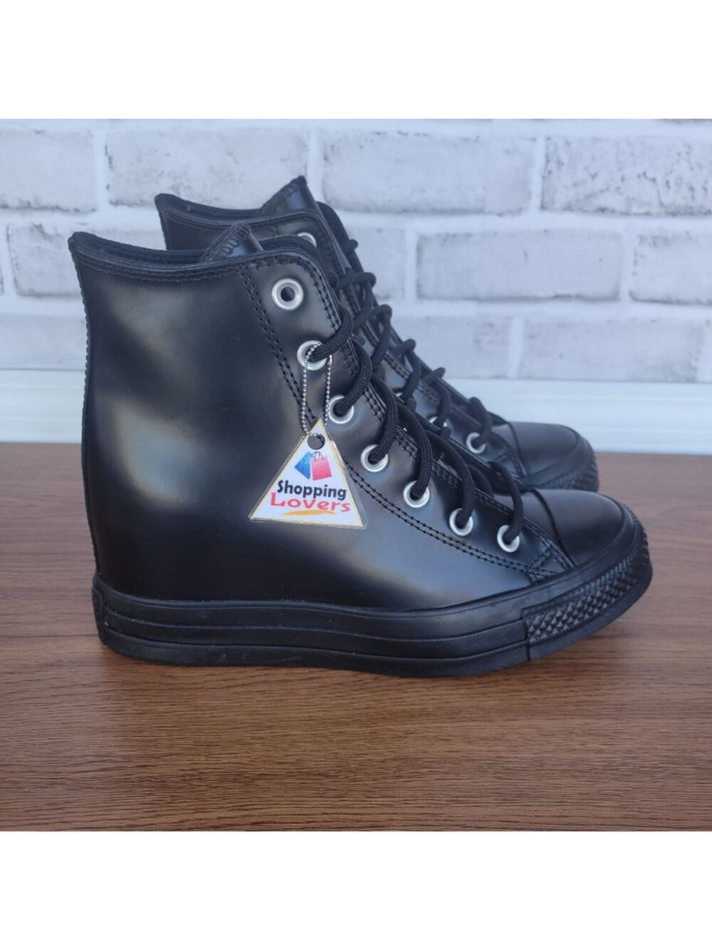 ⭐Converse Chuck Taylor All Star Wedge Platform 8.5 Patent Leather Shoes A12827C⭐ - Picture 9 of 12